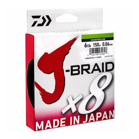 Daiwa - Lijn Gevlochten J-Braid X8 Chartreuse 150m - Daiwa 1 Daiwa - Lijn Gevlochten J-Braid X8 Chartreuse 150m - Daiwa