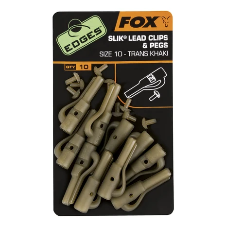 End Tackle Edges Size 10 Slik Lead Clip + Pegs - Trans Khaki - Fox Carp 1 End Tackle Edges Size 10 Slik Lead Clip + Pegs - Trans Khaki - Fox Carp