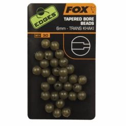 End Tackle Edges 4mm Tapered Bore Beads - Trans Khaki - Fox Carp