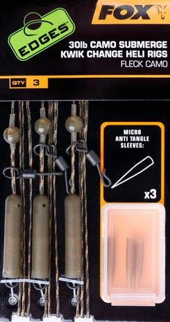 Fox Carp - End Tackle Edges Camo Submerge Heli Rigs Kwik Change Kit 30lb - Fox Carp